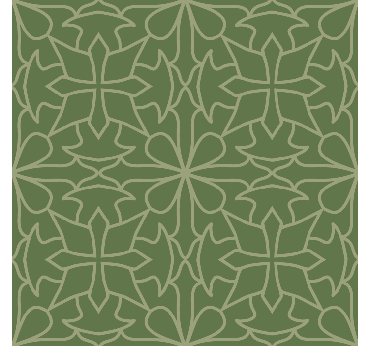 Papier peint baroque vert motif damassé minimaliste - TenStickers