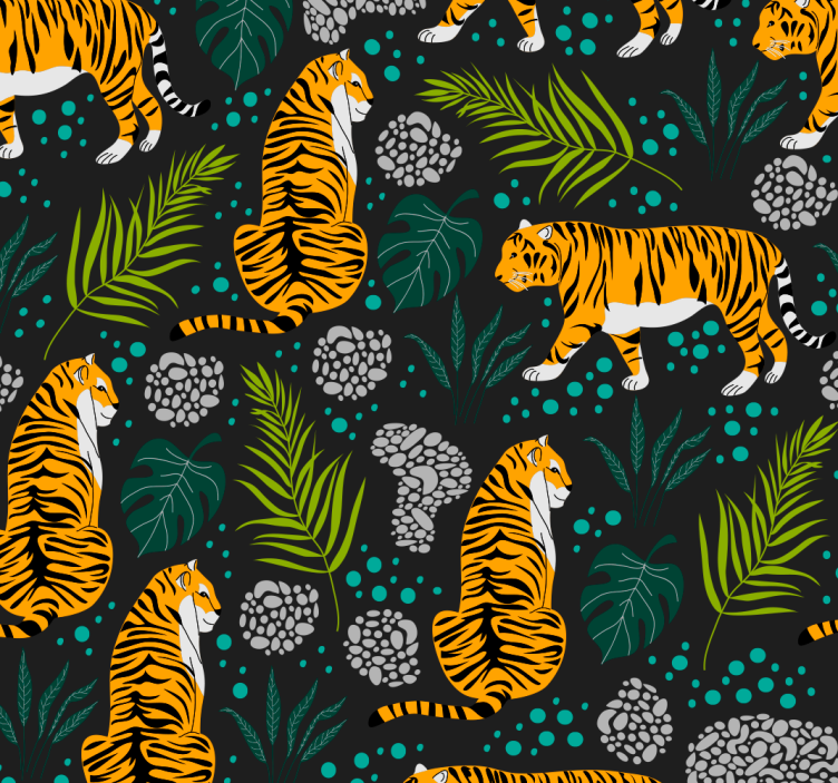 Papier peint animaux motif de tigre tropical - TenStickers