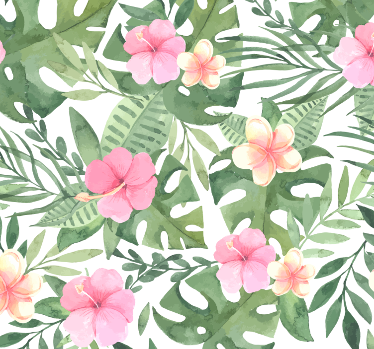 Papier peint feuillage motif floral tropical - TenStickers