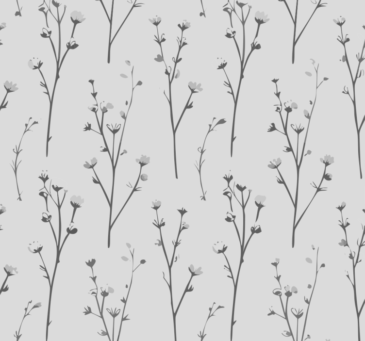 Papier peint gris motif d'arbre à coton - TenStickers