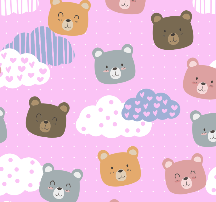 Papier peint chambre bébé motif d'ours en peluche - TenStickers