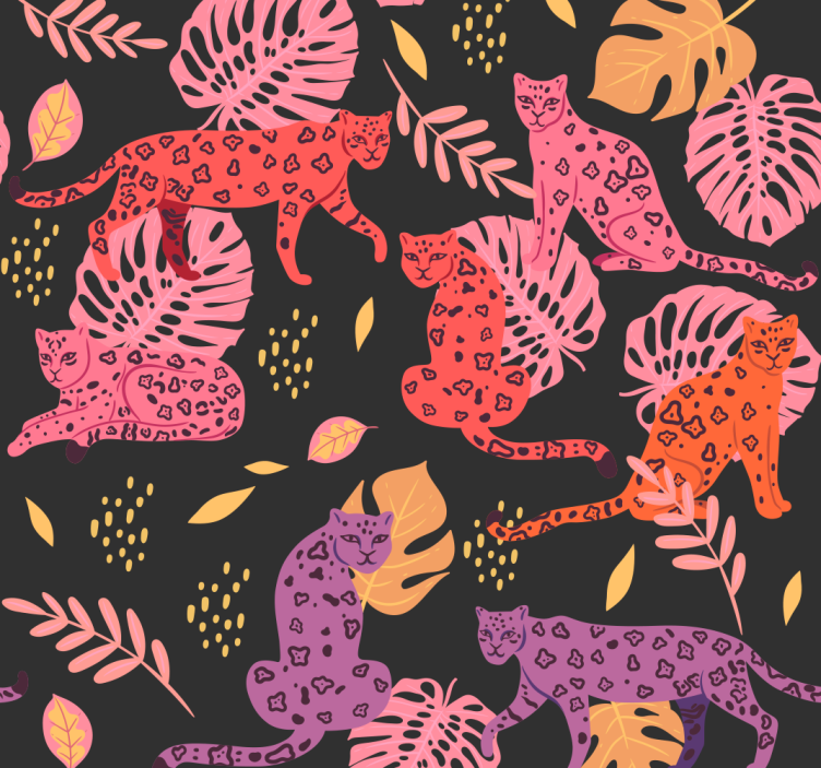 Papier peint animaux motif de la faune tropicale tons rose - TenStickers