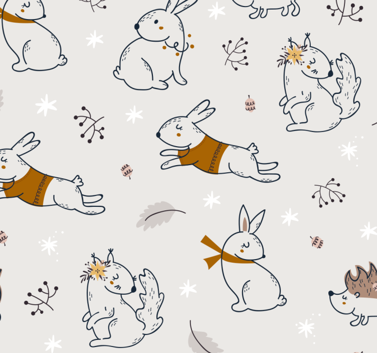 Papier peint animaux motif de lapin ludique - TenStickers