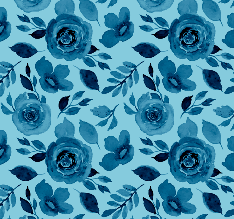 Papier peint floral tableau botanique bleu - TenStickers