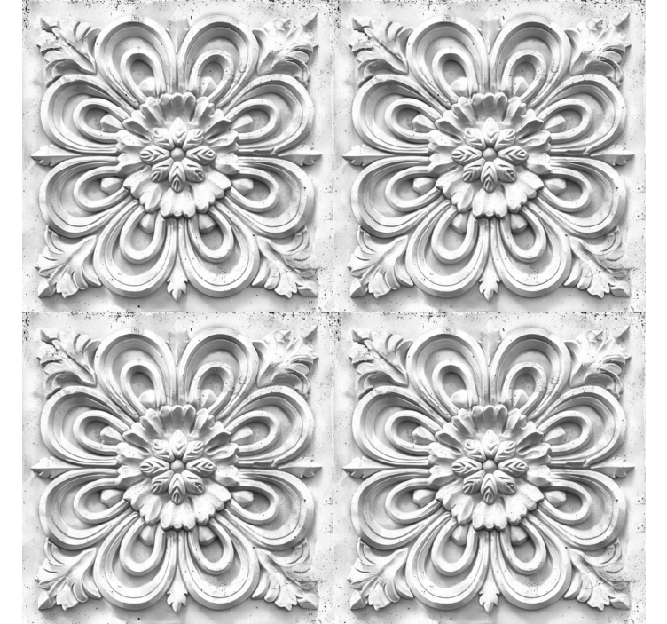 Papier peint baroque carrelage blanc - TenStickers