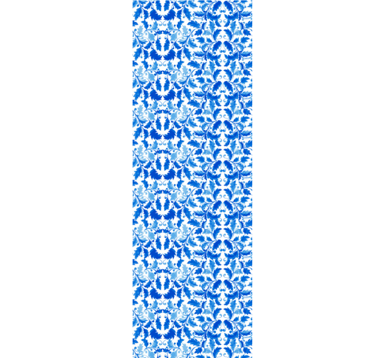 Papier peint feuillage élégant motif bleu et blanc - TenStickers