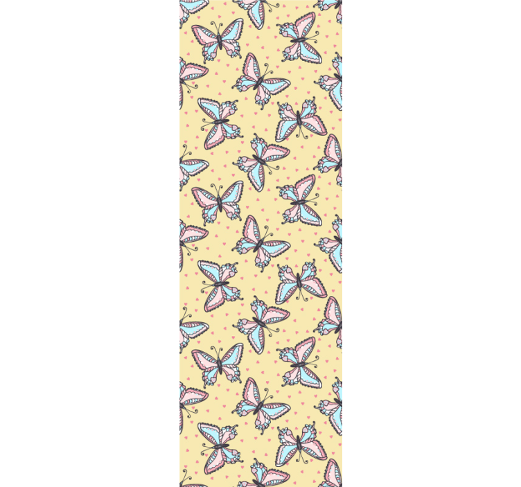 Coeurs avec papier peint papillon - TenStickers