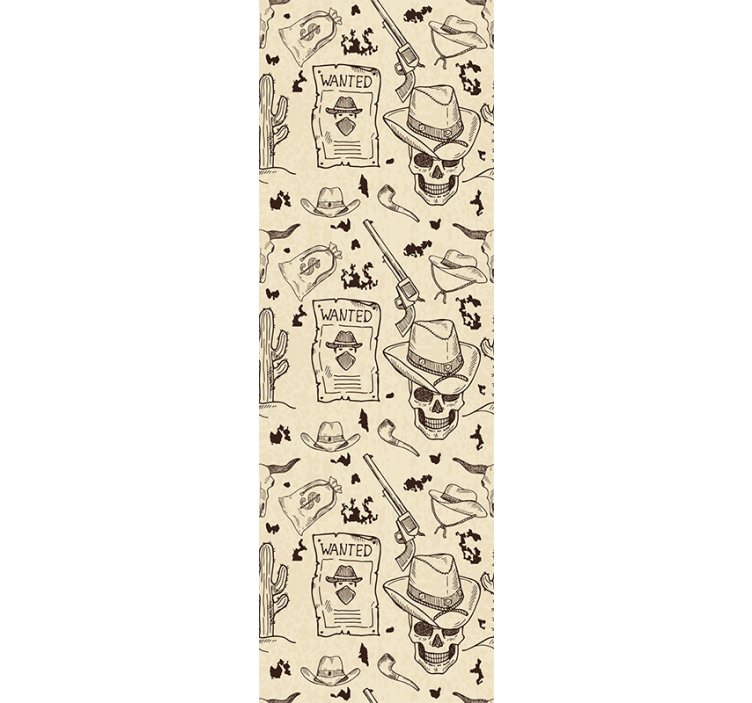 Papier peint vintage cow-boy voulait un design de crâne - TenStickers