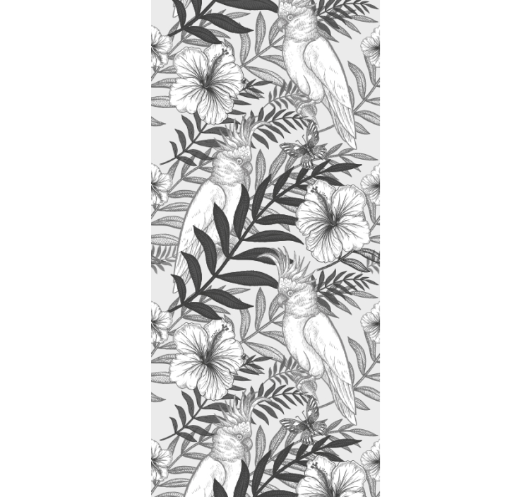 Papier peint jungle croquis monochrome floral - TenStickers