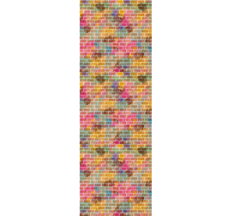 Papier peint effet brique mosaïque de briques colorées - TenStickers