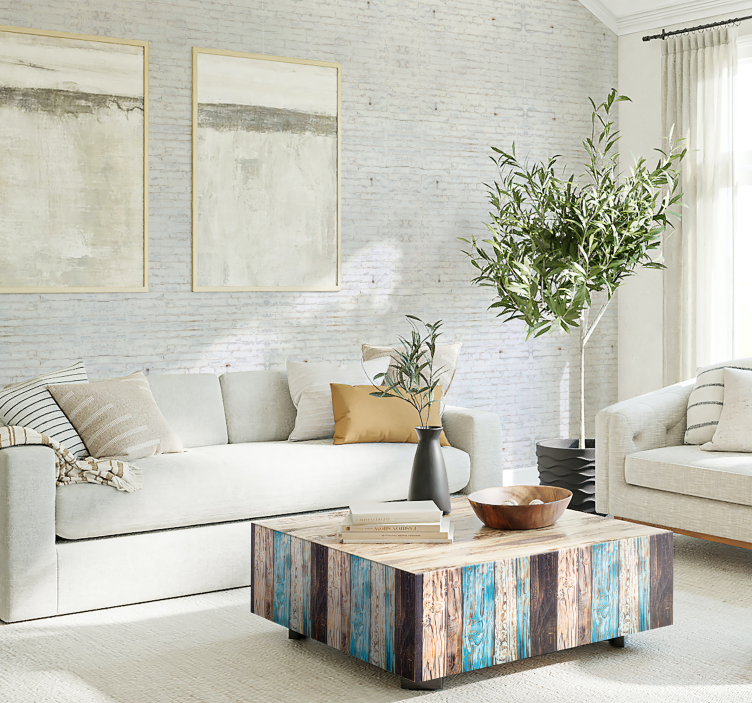 Papier peint Briques blanches peinture usée - TenStickers