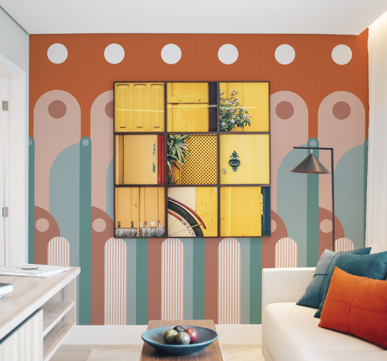 Papier peint salon formes géométriques courbes - TenStickers