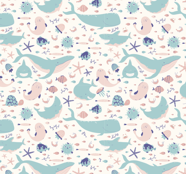 Papier peint Requins bleu foncé et bleu clair - TenStickers