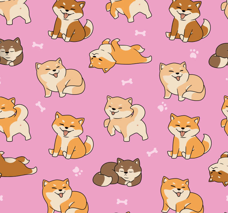 Papier peint chats shiba inus ludique - TenStickers
