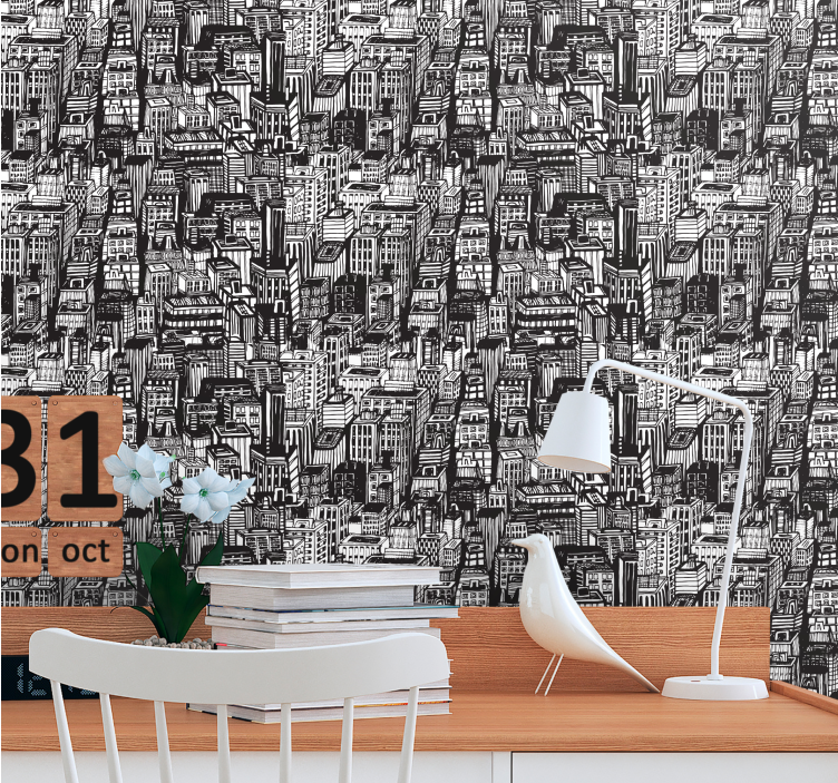 Papier peint pays chaos de croquis urbains - TenStickers