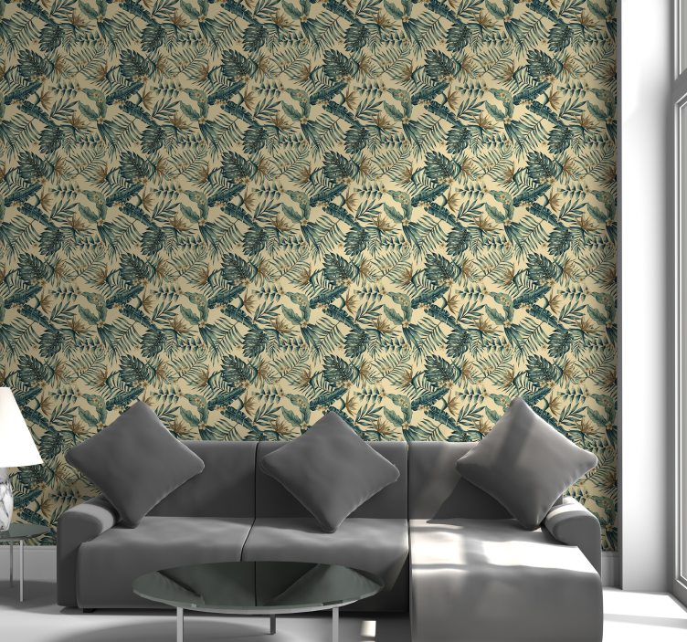 Papier peint fleur feuilles tropicales - TenStickers