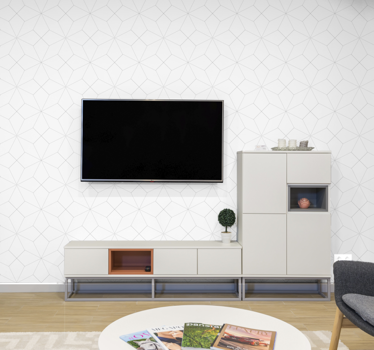 Papier peint géométrique grille de lignes minimaliste - TenStickers