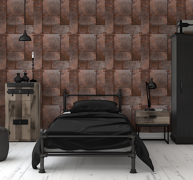 Papier peint chambre ado des plaques métalliques - TenStickers