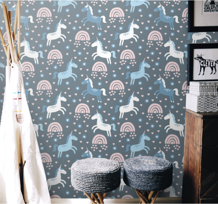 Papier peint animaux motif arc-en-ciel girafe - TenStickers