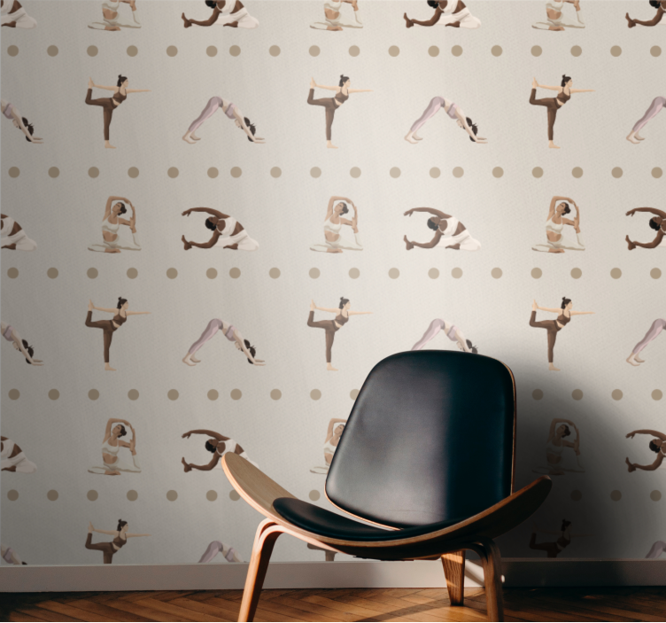 Papier peint art figures de postures de yoga - TenStickers