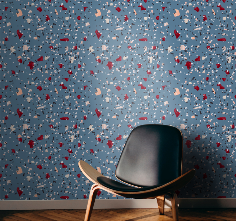 Papier peint autres textures imitation terrazzo bleu - TenStickers