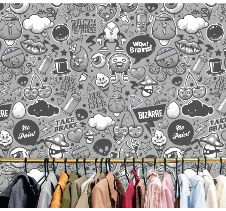 Papier peint art griffonnages éclectiques - TenStickers