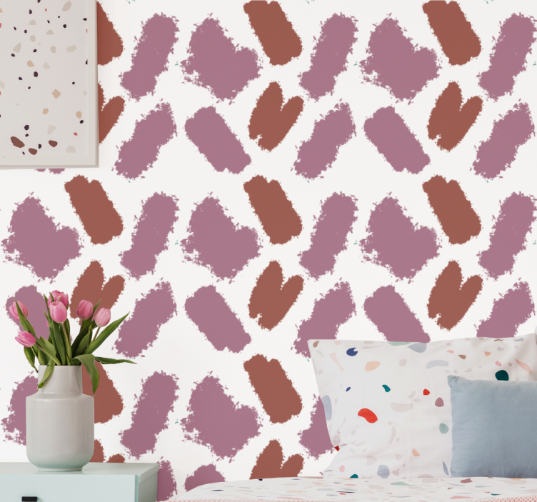 Papier peint art éclaboussures de peinture rose et rouge - TenStickers