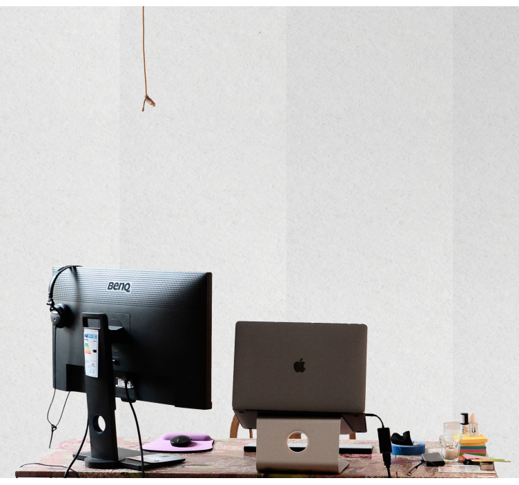 Papier peint briques espace de travail minimaliste - TenStickers