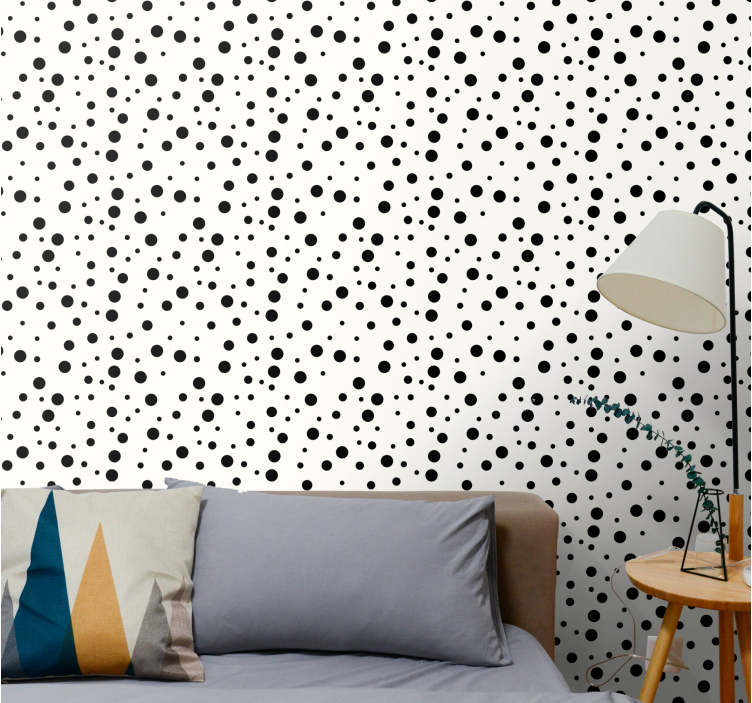 Papier peint cercles points noirs - TenStickers