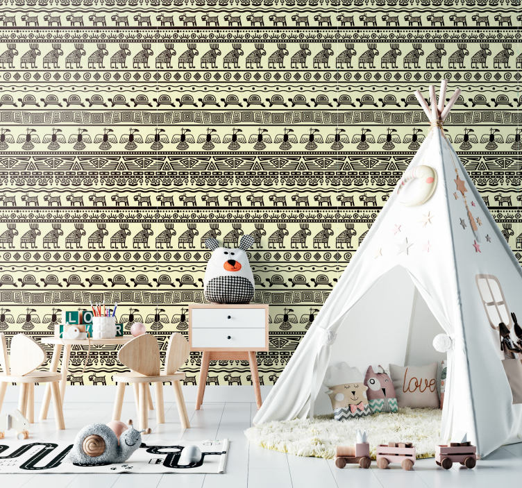 Papier peint animaux Animaux et pots tribaux africains - TenStickers