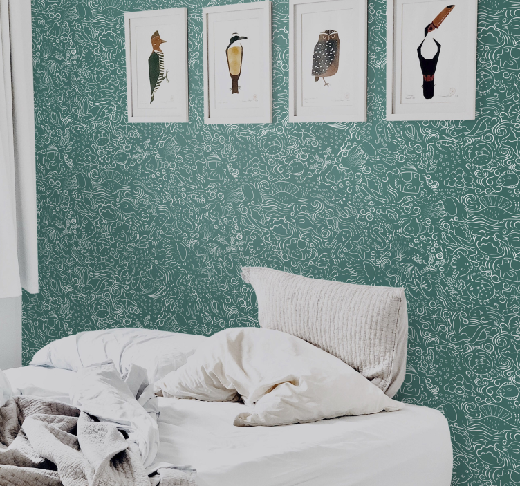 Papier peint animaux sous-marins dessinés à la main - TenStickers