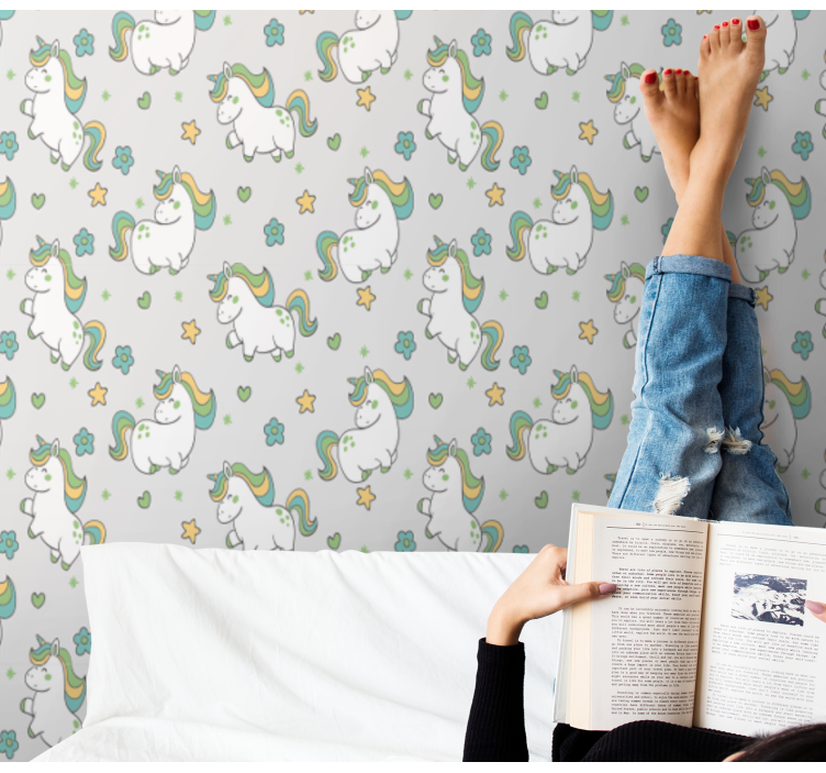 Papier peint chambre enfant fantaisie de licorne - TenStickers