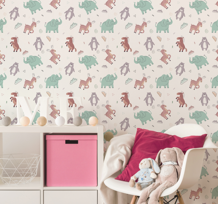 Papier peint chambre enfant motif d'animaux de la forêt - TenStickers