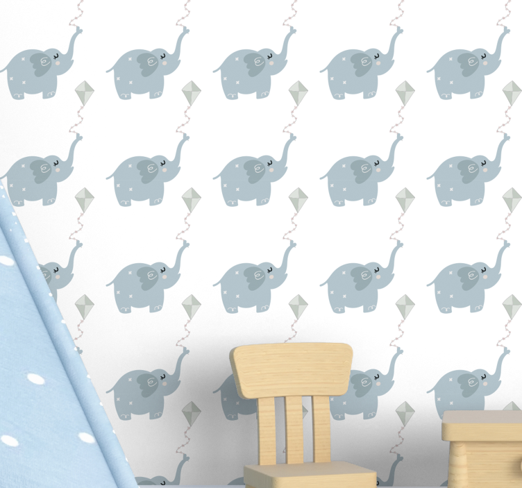 Papier peint enfant Mignons éléphants gris - TenStickers