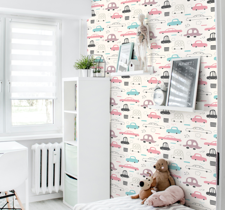 Papier peint enfant Voitures roses pour enfants - TenStickers