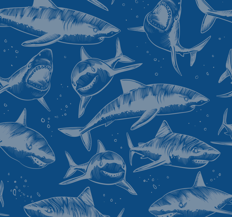 Papier peint chambre bleu requins - TenStickers