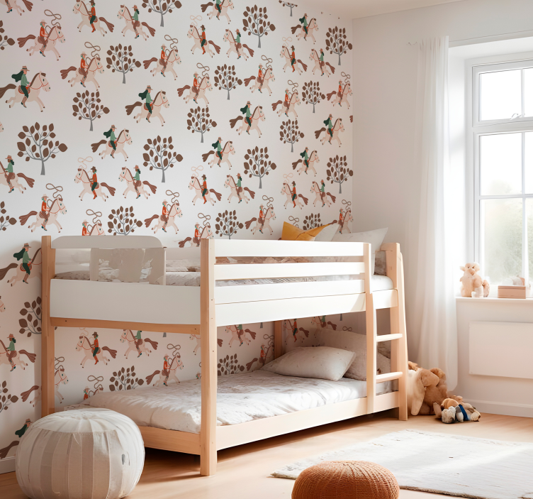 Papier peint chevaux équitation dans la forêt - TenStickers