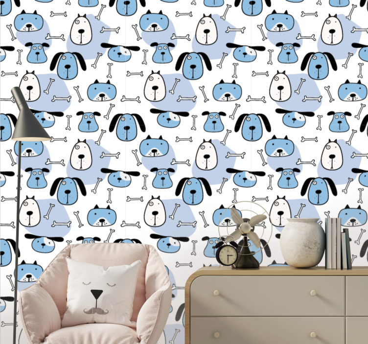 Papier peint chiens motif canin ludique - TenStickers