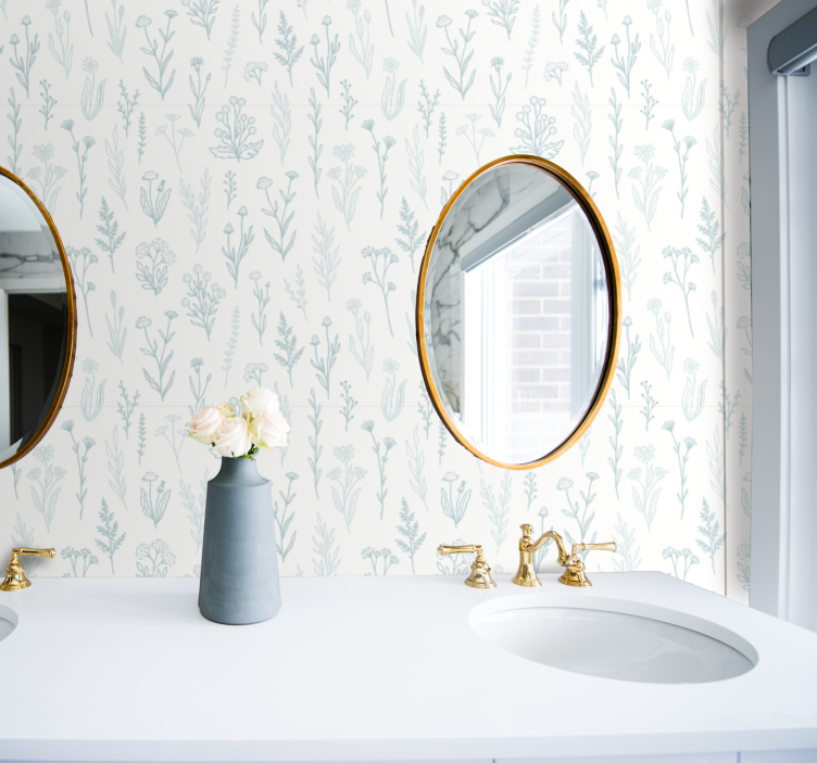 Papier peint fleur Fleur sur fond blanc - TenStickers