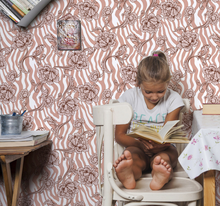 Papier peint fleuri motif floral ornemental - TenStickers