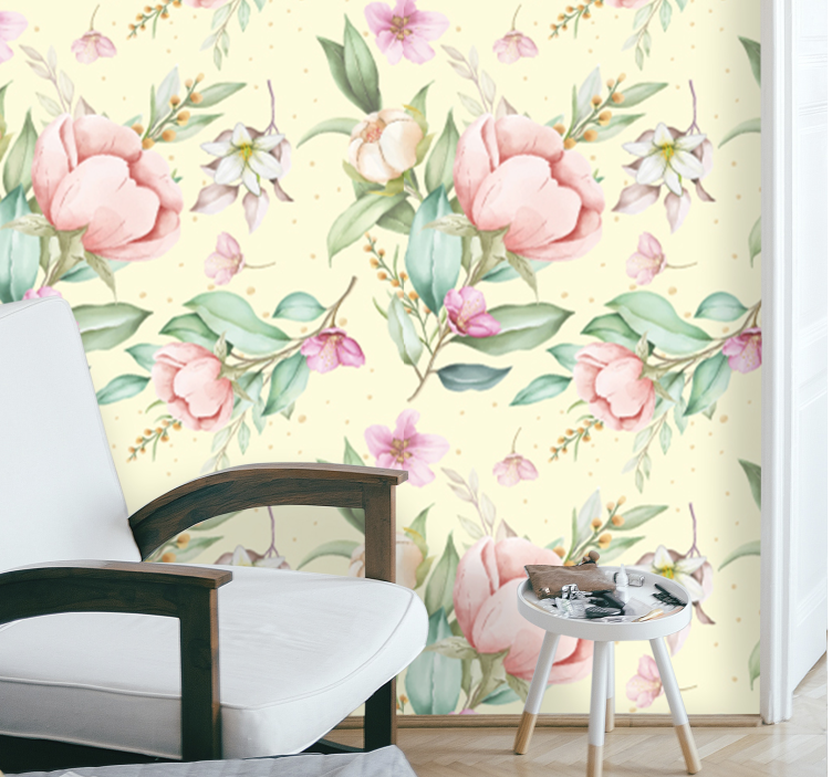 Papier peint fleuri  de roses sans soudure - TenStickers