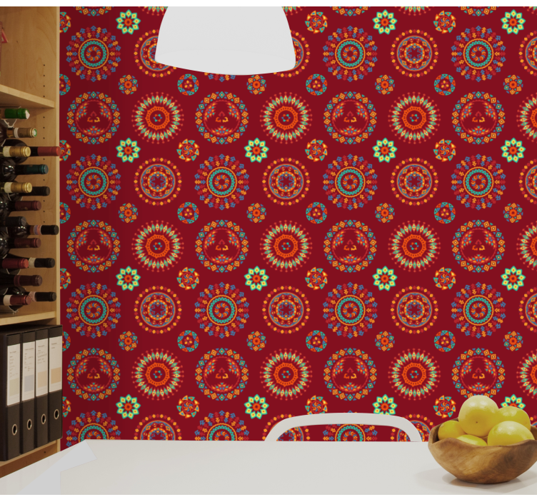 Papier peint fleuri motif de mandala orné - TenStickers