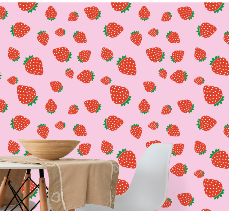 Papier peint cuisine motif fraise sucrée - TenStickers