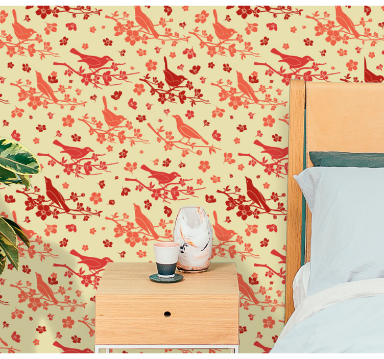 Papier peint fleuri volière ornementale - TenStickers