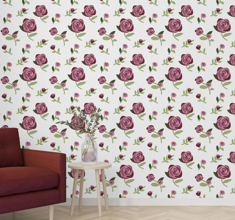 Papier peint floral conception de modèle de roses - TenStickers