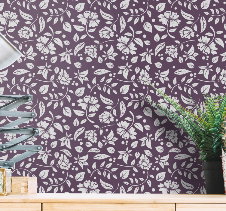 Papier peint ornemental fleurs vintage - TenStickers