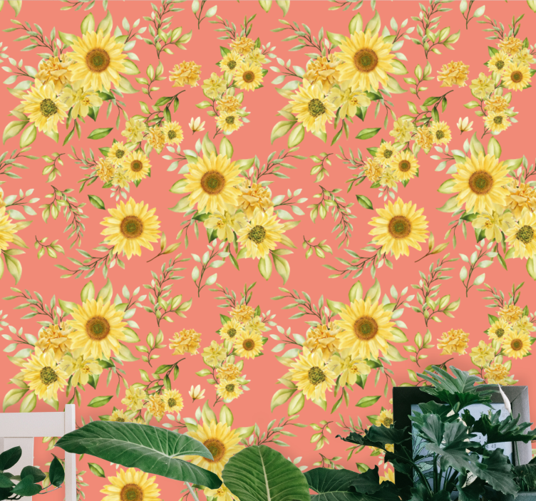 Papier peint floral fleurs de tournesol - TenStickers