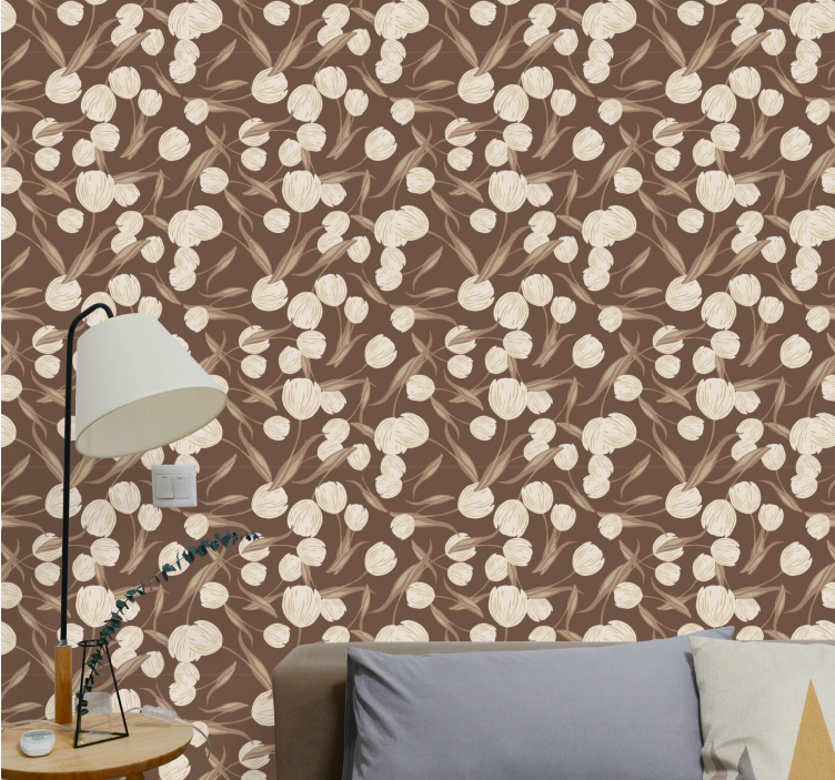 Papier peint floral motif brun floral - TenStickers