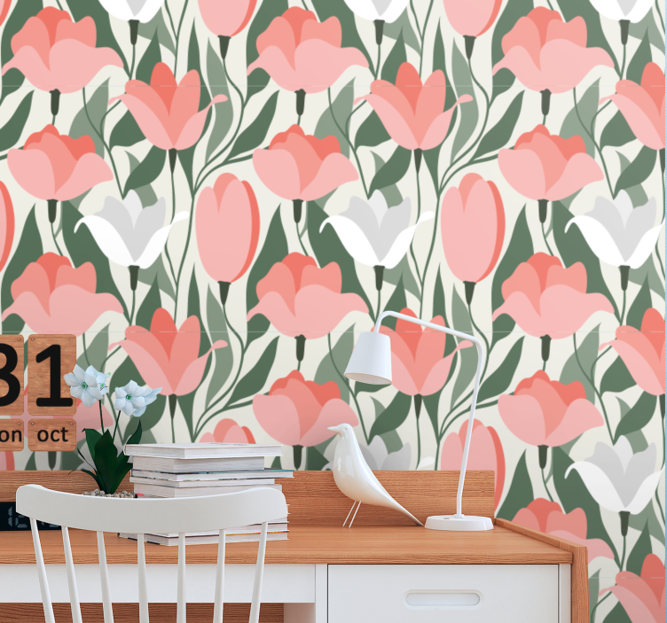Papier peint floral motif de tulipe botanique - TenStickers
