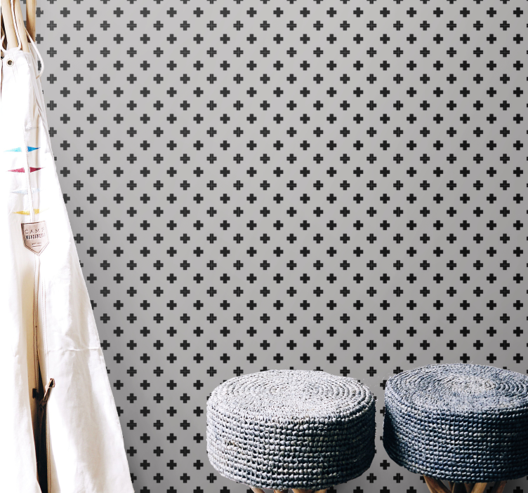 Papier peint géométrique motif en croix - TenStickers